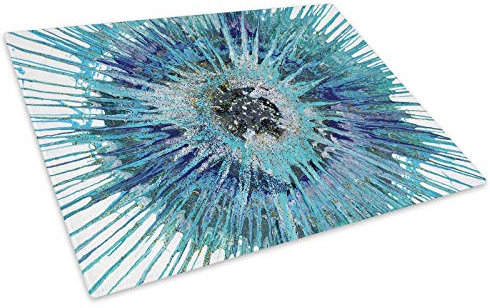 Retro Teal Blue Cool Glass Chopping Board Kitchen Worktop Saver Protector