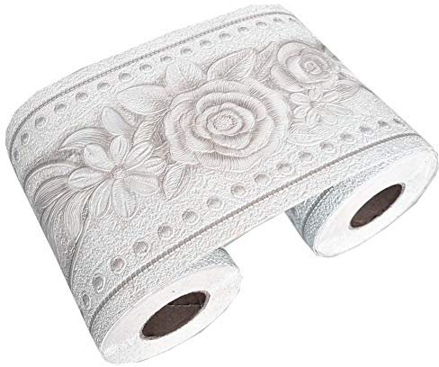 Wandbordüre mit floralem Muster, Zierleiste zum Abziehen und Aufkleben, Heimdeko für Küche und Bad, 10,2 cm x 5 m, weiß