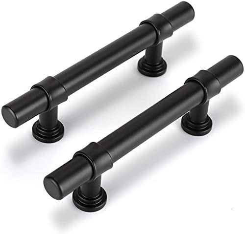 LONTAN 10 Black Kitchen Cupboard 96mm Black Kitchen Door Handles T-Shaped Dresser Drawer Pulls Vintage Wardrobe Bedroom Cabinet Door Pulls