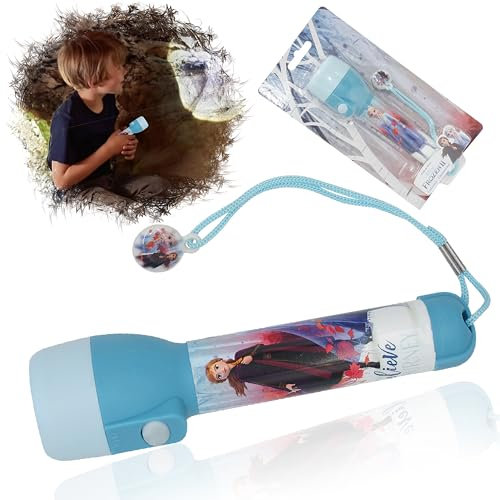 HOVUK Frozen LED Flashlight Kids Torch 16cm, Summer Travel Plastic Light, Super Bright Night Light, Safe Toy for Girls Ages 3+, Ideal Xmas, Birthday and Outdoor Gifts