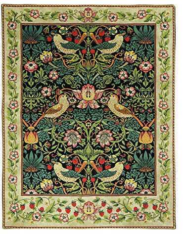 Belgian Tapestries gewebter Wandbehang Gobelin Erdberrdiebe nach William Morris 90 x 70 cm