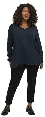 KAFFE CURVE Damen Bluse Langarm KCami Damen Bluse Langarm V-Ausschnitt Lassig Langarmshirt Große Größen Lange Ärmel