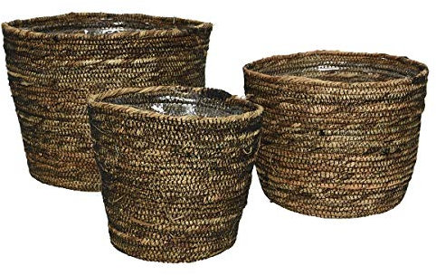Topf Blumentopf Blumenübertopf Pflanztopf Übertopf Jute braun Ø 20cm Höhe 17cm 3er Set