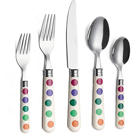 ANNOVA Juego de Cubiertos de 20 Piezas de Acero Inoxidable Colorido - Mango Divertido - Juego Completo para 4 - Cuchillo, Tenedor, Tenedor de Ensalada, Cuchara de Cena