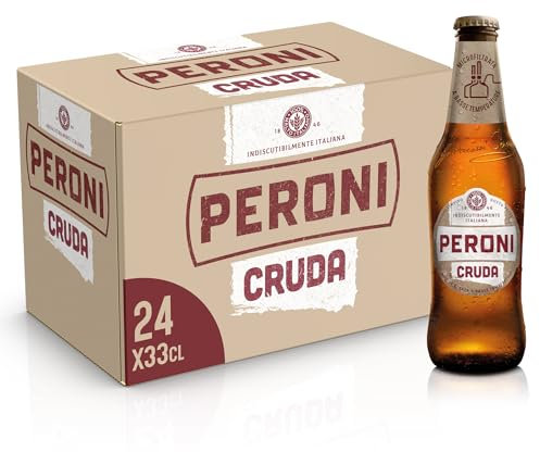 Peroni Birra Cruda Lager Non Pastorizzata, Cassa Birra con 24 Birre in Bottiglia da 33 cl, 7.92 L, Gusto Fresco e Autentico, Gradazione Alcolica 4.7% Vol