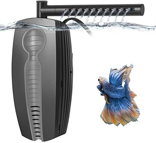 PYPABL 600L/H Adjustable Fish Tank Filter, 8W Submersible Quiet Aquairum Internal Filter for up to 30L-180Litres Fish and Turtle Tank