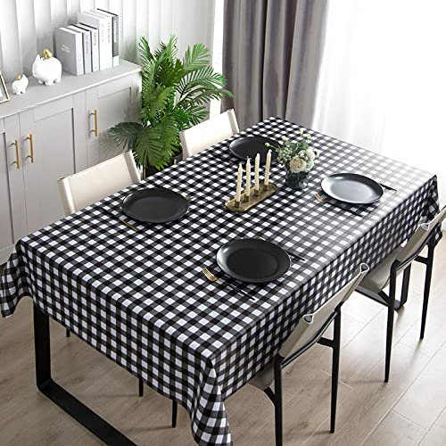 Qkoimpnrd Wachstuchtischdecke Wachstuch Wachstischdecke Anti Heißes PVC Tischdecken Abwaschbar Schwarz Weiß 140 × 200 cm