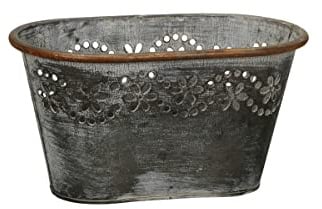 finehomegarden Metall Jardiniere Blütenrand Vintage Blumentopf Ø26x15cm H14cm Pflanzgefäß Deko