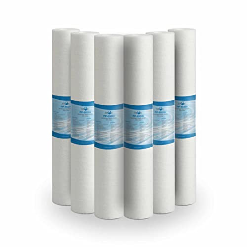 Bellerofonte Filtro Sedimenti Tazza 20 Pollici 5 Micron. Elimina Sabbia, Fango, Particelle di ruggine e impurità sospese fino a 5 Micron in Polipropilene 6 PZ