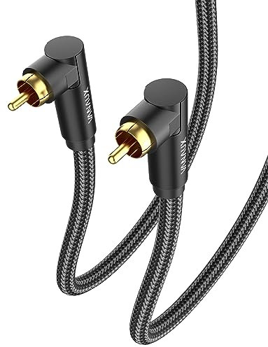VANAUX 90 Degree RCA to 90 Degree RCA Cable Subwoofer Cable Digital Coaxial Audio Cable for Home Theater, Sound Bar, TV, PS4, Xbox,and More,Black (6.6ft/2m)