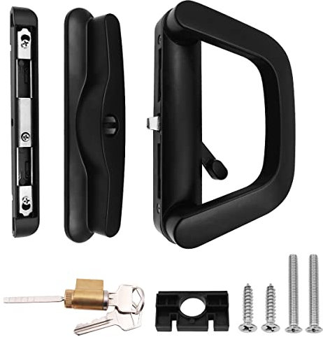 ZONADAH Sliding Patio Door Handle Set Single Side with Key Cylinder Lock, Full Replacement Handle Lock Set Fits Door Thickness from 3cm to 3.5cm