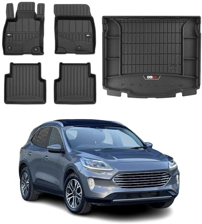 OMAC Fußmatten Kofferraumwanne für Ford Kuga 2019-2026 Gummi 5tlg Schwarz