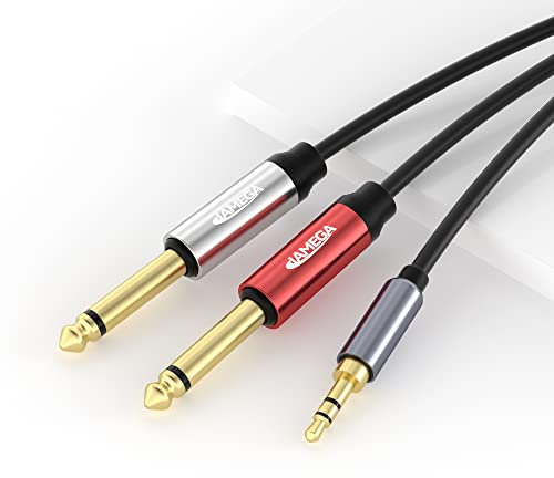 JAMEGA – 3.5mm Klinke auf Dual 6.35mm Klinke Kabel 1m – Audiokabel 6.35mm Klinkenstecker auf 3.5mm Klinke Audio Splitter Klinkenkabel Digital Interface Instrument Kabel für Mischpult, Gitarre usw.