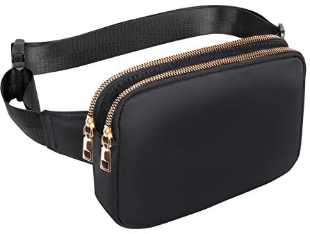 Geestock Bauchtasche Damen Gürteltasche Herren, Sport Mode Hüfttaschen Verstellbare Träger Brustbeutel, zum Wandern Laufen Einkaufen Radfahren 07 Schwarz 2.0