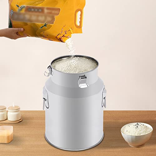 Esyogen Edelstahl luftdicht Milchkanne mit Dichtclips und Silikon-Dichtung,Eimer Wein Eimer Milchkanne Tote Krug Tee Kanister Multifunktionale Transport Fass (22, Kreisförmig, 1, 201 Edelstahl)