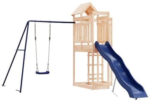 vidaXL Spielturm, Klettergerüst mit Rutsche Schaukel, Kinder Kletterturm mit Sandkasten, Spiel-Zubehör für Garten, Spielgeräte Spielplatz, Massivholz Kiefer