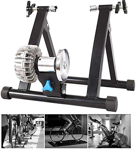 BAtlam Fahrrad-Turbo-Trainer, Indoor-Bike-Trainer-Ständer, Heimtraining, faltbar, magnetisch, für Mountain Road Bike-Typen 700C, 26-29-Zoll-Räder, Widerstand, Fahrrad, Rollen, Geräuschunterdrückung