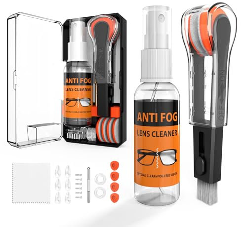 Maxsure Glasses Cleaner, 8 in 1 Glasses Cleaning Kit with Spectacle Cleaner & Microfiber Lens Cleaning Cloth, Portable Eyeglass Repair Kit with Screws & Nose Pads Safe for All Lens, Black
