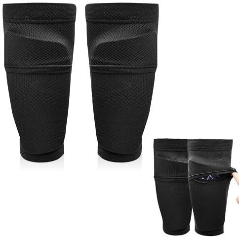 EUIOOVM Kinder Fußball Schienbeinschoner Socken Atmungsaktive Waden Schienbeinschutzsocken mit Optimierter Einstecktasche Fussball Schienbeinschonerhalter Stutzen für Kinder Jugend