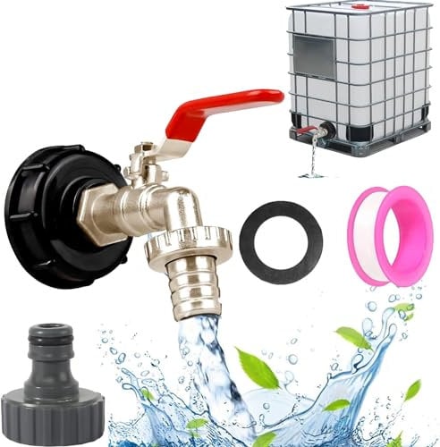 hufhnwso IBC Auslaufhahn Regentonne 1000 Liter Wassertank 1000l Container Zubehör Tank Verbinder Hahn (3/4)