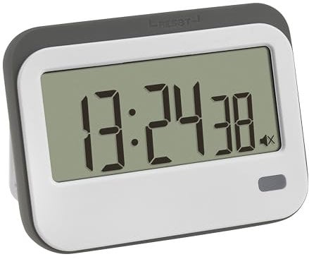 TFA Dostmann Digitaler Timer mit Stoppuhr und Wecker, 38.2052.02, bis 23h/59min/59s, mit Öse für Umhängeband, Hausaufgabentimer, Kurzzeitwecker, mit LED Warnlicht und 2 Lautstufen, magnetisch, weiß