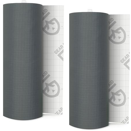 GEAR AID Tenacious Tape 7,6 x 50,8 cm Micro-Ripstop-Reparaturband für Stoff und Vinyl, schnell Löcher und Risse in geschwollenen Jacken, Regen- und Schneeausrüstung, Zelten, Schlafsack und mehr, Grau,