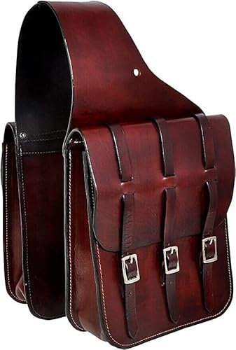 EQUIGEAR Western-Leder-Satteltasche für Pferde | Reitvergnügen Wanderritt geeignet für Reiten und Fassrennen | Satteltasche mit verstellbarem Riemen GRÖSSE: 10X10X3 SA-34