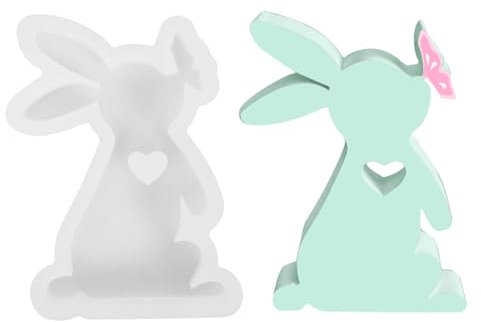 MONCAP Ostern Kaninchen Silikonform Osterhase Gießform für Kerzenhalter, Kerzen, Seife, Gips - Ostergeschenke