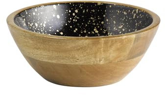 APS 1050 Bol « MANGO », bois de manguier, revêtement en résine époxy à l’intérieur, Ø 20 cm, 0,8 litre, bol à fruits, saladier, bol, Starry Sky.