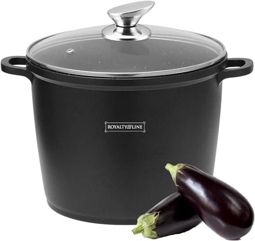 Pentola Alta, rivestimento antiaderente con coperchio in vetro temperato resistente alle alte temperature, adatta a tutte le fonti di calore inclusa Induzione, 10.5 Litri, diametro 28 cm