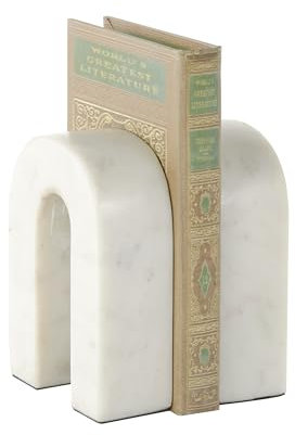 Deco 79 Lot de 2 Serre-Livres minimalistes en marbre Crème 10,2 x 15,2 cm