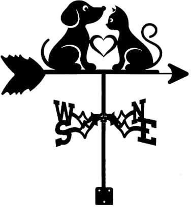 MagiDeal Weather Vane Wind Direction Indicator Animal Decorative Iron Garden Art Decor,Measuring Tool Weathervane Cat Dog Art Decor