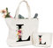 Tragetasche und Kosmetiktasche mit Initial, Canvas Einkaufstasche mit Reißverschluss, Personalisiert Initialen Baumwolltasche Geschenk für Freundin Frau Mama Schwester Geburtstag Hochzeit Muttertag L