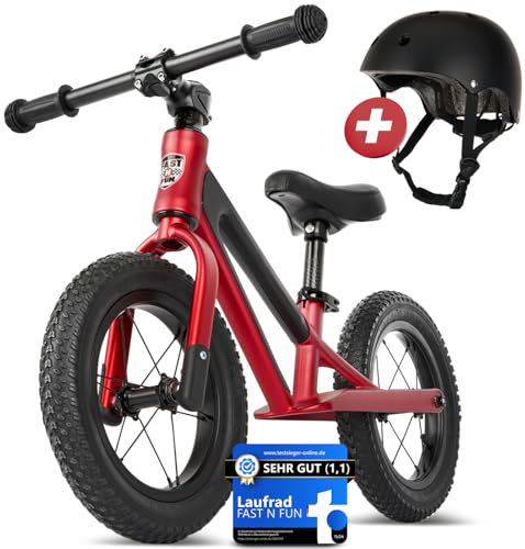 FAST N FUN Laufrad ab 2 Jahre mit Kinderhelm im Set | Ultraleicht mit Tragegriff, Magnesiumrahmen, 12 Zoll Räder, Fußstütze und Ergonomischer höhenverstellbarer Sitz | Outdoor Balance Bike