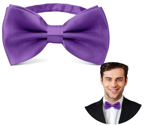 Papillon Uomo Viola in Raso Da Smoking - Accessori Per Abiti, Vacanze e Halloween - 1 Pezzo