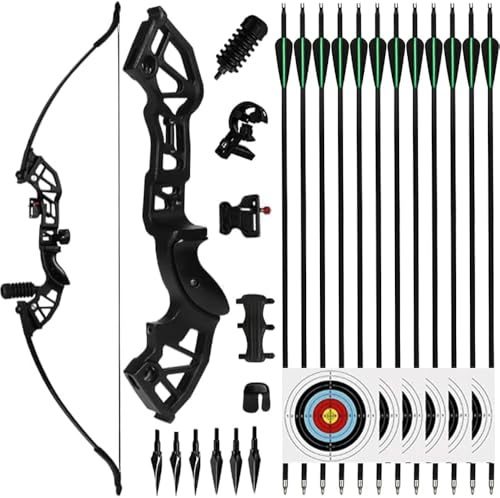 NorthSpoor 51 Recurve Bow and Arrow Adult Set, 40lb Takedown Archery Adult Bow Suitable for Outdoor Practice (Black)