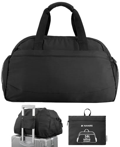 Navaris Reisetasche 38L - Faltbare Tasche für das Handgepäck - Leichtes Reisegepäck - Schwarz