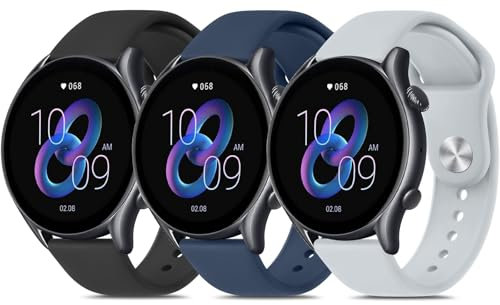 Wanme Bracelet de rechange pour Amazfit GTR 3 / GTR 3 Pro 46 mm / GTR 4 / GTR 2 / GTR 2e / GTR 47 mm pour homme et femme - Bracelet de rechange en silicone étanche de 22 mm - Pour Amazfit Balance 46