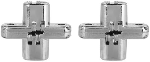 Sonew 2 Stück Verstecktes Scharnier, Verdecktes Kreuztürscharnier, 180-Grad-Zinklegierung, Unsichtbare Scharniere für Möbel, Schranktüren