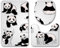 Bad Teppiche Set 3-Teiliges Grauer Schwarzer Panda WC Vorleger Mit Ausschnitt Badematte Saugfähig WC Deckelbezug Badvorleger rutschfest Waschbar Toilettensitzbezug Badgarnitur (45x75cm)