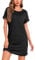 Leversic Womens Nightdress Rolled Short Sleeve Nighties Crew Neck Jersey Nightshirts T-Shirt Dress Soft Loungewear(Black,M)