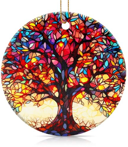 Albero della vita ornamento in ceramica albero di Natale decorazione mini carino ornamento di Natale regalo per donne uomini piccolo ornamento esterno unico ornamento decorativo natalizio appeso