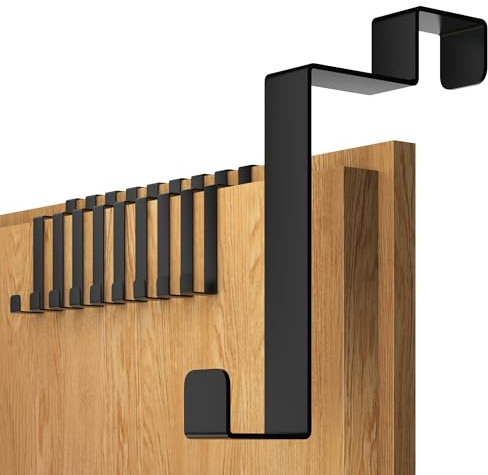 4smile Türhaken Innenseite, 10 Stück - Schwarze Türhaken zum Einhängen, Kleiderhaken Tür für Jacken und Handtücher - Belastbare Türgarderobe Rückseite, hochwertige Handtuchhalter Tür Innen