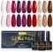 INPING UV Nagellack, 10 Farben Rosa Dunkelviolett Dunkelrot Rot Golden Glitzer Nude Braun Gel Nagellack Soak-Off UV Starter Set Geschenk für Frauen Nail Salon DIY, 8 ML