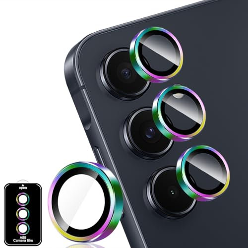 Holilo Protezione Fotocamera Posterior Pellicola per Samsung Galaxy A55 5G,Durezza 9H HD Anti-graffio Anti-Impronta Camera Vetro Temperato Pellicola Protettiva-dell'arcobaleno