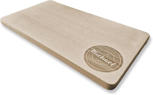 Massives Schneidebrett mit Gravur - individueller Name, Text oder Spruch - Bambus-Holz, abgerundete Ecken, 22x14cm, personalisiertes Frühstücksbrettchen (Bambus)