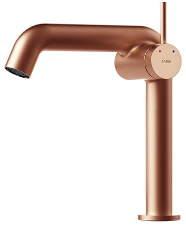 EMKE Robinet de Salle de Bain Or Rose, Mitigeur Monocommande en Laiton, Cartouche Céramique, 222 x 200 x 76 mm, Installation Facile, Économie d'Eau，Robinet de Lavabo