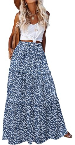 Hotouch Jupe Longue Elastique Taille Haute Jupes Femme Z-Flower-C XXL