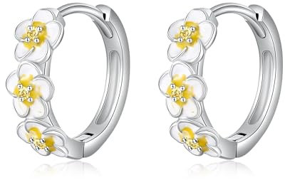 Hawaiianischer Schmuck für Damen 925er Sterlingsilber Plumeria Creolen Plumeria Blumen Schmuck Geschenke für Frauen