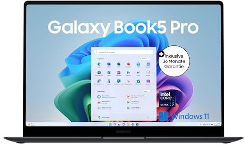 Samsung Galaxy Book5 Pro AI-Laptop, 16-Zoll-Display, AI-Notebook mit Intel Core Ultra 7 Prozessor, 16 GB RAM, 512 GB Speicher, Copilot+ PC, Moonstone Gray, 3 Jahre Herstellergarantie